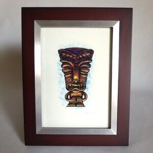 POLYNESIAN TIKI GOD MUG FRAMED ARTWORK PRINT BY CHET PHILLIPS (SIGNED)